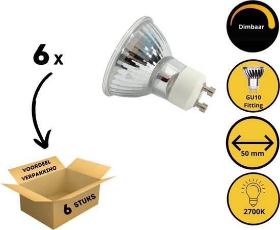 Proventa GU10 LED Lampjes dimbaar - 4W vervangt 50W - Warm wit licht - 6 Spotjes