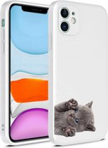 Apple Iphone 12 Pro Max Wit siliconen hoesje poesje  * LET OP JUISTE MODEL *
