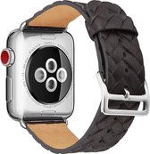 Geschikt voor Apple Watch bandje 38 / 40 / 41 mm - Series 1 2 3 4 5 6 7 SE - Smartwatch iWatch horloge band - 38mm 40mm 41mm - Fungus - PU Leer - Zwart - Vlecht