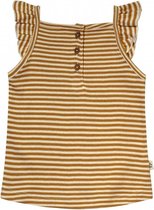 topje Gold Stripes - Ruffle Singlet - Gestreepte Top Meisje - Okergeel