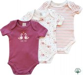 Babylook Romper 3-Pack Korte Mouw Zwaan Roze