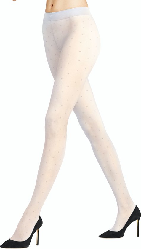 FALKE Dot mat met patroon ultra transparant 15 Denier panty maillot dames wit - Maat XL