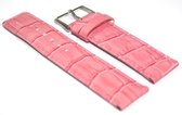 Horlogeband - Echt Leer - 22 mm - roze - krokoprint - gestikt