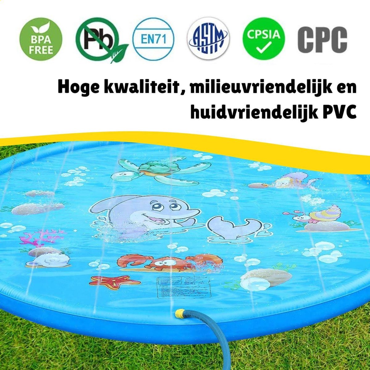 WithGoods® Waterspeelmat Met Zeedieren En Watersproeier - Vrolijke Watermat - Waterspeelgoed Voor Kinderen - Kinderzwembad - Water Speelgoed Buiten - Water Speelmat, Water Sproeier, Watermat Fontein - 170 cm – foto 7