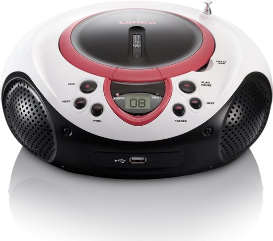 overdracht Mens Groenten Lenco SCD-38 - Draagbare radio CD speler met USB aansluiting - Wit/Roze |  bol.com