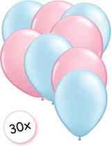 Premium Quality Ballonnen Baby Blauw & Baby Roze 30 stuks 30 cm