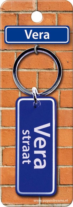 Paper Dreams Sleutelhanger Straatnaam: Vera 9 X 3 Cm Blauw