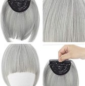 Clip In Pony Haarpony Fringe Bangs Hairextensions SILVER GREY