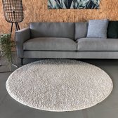 Hoogpolig Rond Vloerkleed Wit - Shaggy Collection - 133 cm (S) - Polypropyleen - 133 Ø - (S)