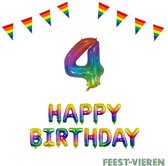 4 jaar Verjaardag Versiering Pakket Regenboog