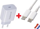 Snellader | Xssive Premium Lader met USB-C kabel | Geschikt voor Samsung A52 | Oplader Samsung A52 | Samsung A52 | 20W lader met USBC naar USBC kabel | Razendsnel Laden