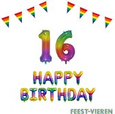 16 jaar Verjaardag Versiering Pakket Regenboog