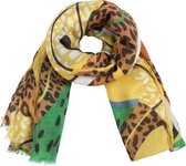 Een mooie sjaal met een kleurrijke dierenprint van slangen en luipaarden - Afmeting: 180cm x 90 cm - Materiaal 20% viscose - 80% polyester - Voor uzelf of Bestel Een Kado