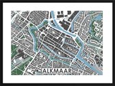 Alkmaar centrum - stadskaart | Inclusief strakke moderne lijst| stadsplattegrond | poster van de stad| 40x30cm