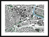 Apeldoorn centrum - POSTER INCLUSIEF MODERNE LIJST | stadskaart | stadsplattegrond | stad | 40x30cm