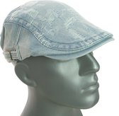 Vintage zomer pet denim flatcap used look spijkerstof kleur blauw maat one size