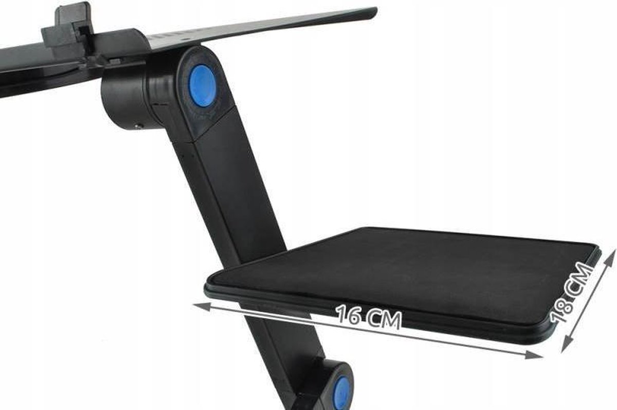Verstelbare laptoptafel 7-17 inch met muismat, USB koeling, opvouwbaar, aluminium, 360° draaibaar, zwart - Afbeelding 2