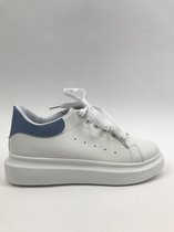 sneaker wit/blauw laag model veter uitneembare zool