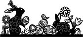 Pasen - Paas - Lente - Raamsticker - Paashazen met eieren - 25x11,5cm - witte achtergrond