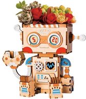 Robotime Bouwpakket Robot DIY Bloempot 13,7x7,8 Cm Hout 71-delig