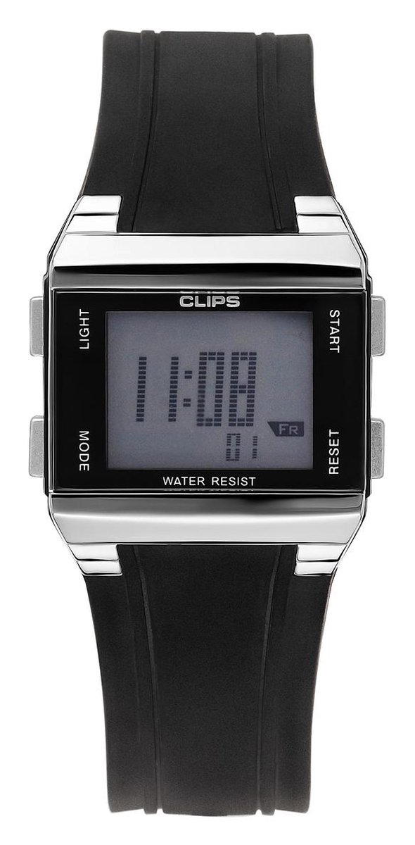 CLIPS - 539-6003-44 - Horloge - Rubber - Zwart - 37 mm