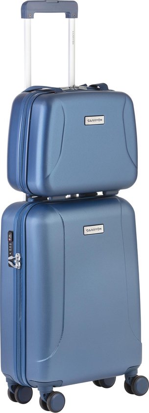 Foto: Carryon skyhopper handbagage en beautycase 55cm tsa trolley en make up koffer blauw