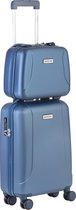 CarryOn Skyhopper Handbagage en Beautycase - 55cm TSA Trolley en Make-up koffer - Blauw