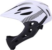 Pro-Care Mountainbike helm, Met LED achterlicht, Verstelbare kinderhelm en extra afhaalbare gezichtsbescherming, 52-56 cm, WhiteStripe-Hammer, 3 tot 14 jaar