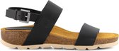 Travelin' Vera - Leren Dames sandalen - Slippers - Zwart Leer - Maat 38