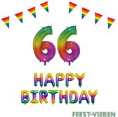 66 jaar Verjaardag Versiering Pakket Regenboog