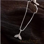 Gading® ketting met Staartvin hanger met zirkonia- 40cm+6cm -zilveren 925