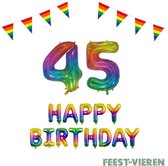 45 jaar Verjaardag Versiering Pakket Regenboog