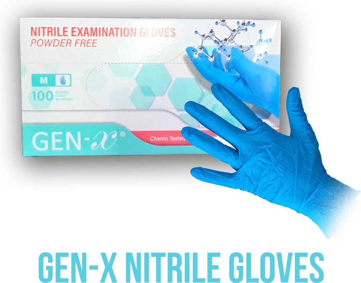 Gen X Nitril Handschoenen Maat M Wegwerp Medisch Blauw