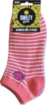 Smiley meisjes sokken Shiny - pastelkleur - Sneaker Multipack - 6 paar - maat 35/38 - enkelsokken