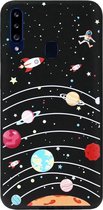 ADEL Siliconen Back Cover Softcase Hoesje Geschikt voor Samsung Galaxy A20s - Ruimte Heelal Cartoon
