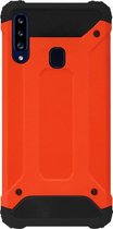 WLONS Rubber Kunststof Bumper Case Hoesje Geschikt Voor Samsung Galaxy A20s - Oranje