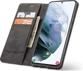 Hoesje Geschikt voor Samsung S21 Plus met Anti Skim Bescherming - Pasjes Bookcase RFID Beschermd Cover - Vulcano Black