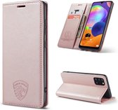 Samsung A31 Hoesje met Anti Skim Bescherming - Pasjes Bookcase RFID Beschermd Cover - Roze