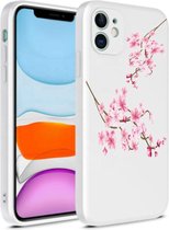 Apple Iphone 12 Wit siliconen hoesje - Cherry bloesem * LET OP JUISTE MODEL * iPhone 12