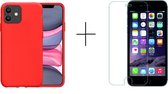 iPhone 11 hoesje rood - iPhone 11 siliconen case - hoesje Apple iPhone 11 rood – iPhone 11 hoesjes cover hoes - telefoonhoes iPhone 11 - 1x screenprotector iPhone 11