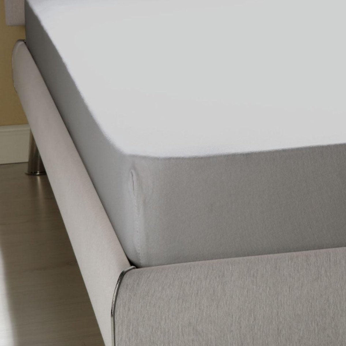 Homee Hoeslaken Jersey stretch grijs 80/90x200/220 +30 cm eenpersoons bed100% katoen