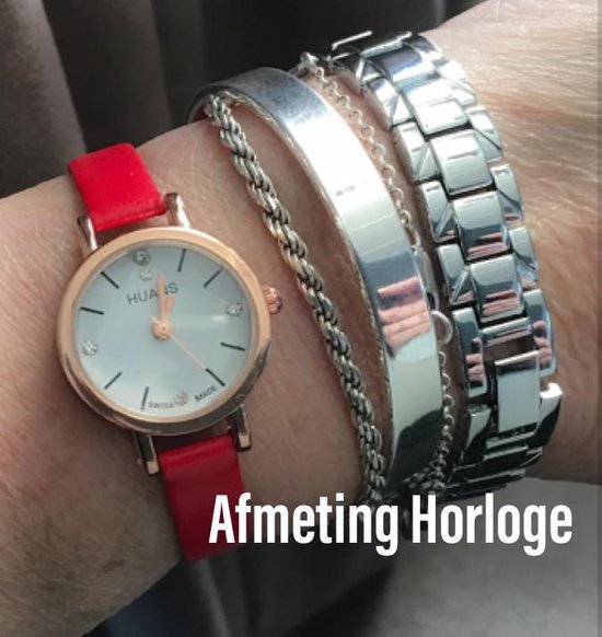 Horloge -Huans-wit-leer -22 mm - Goudkleurig-Smalle pols- Charme Bijoux |  bol.com