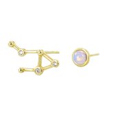 Silventi 121101632 Gouden Oorknopjes - Dames - Mix Setje - Earparty - Zirkonia - Cabuchon - 4 mm - Opaal - Astroteken - 11 x 6 mm - 14 Karaat - Goud