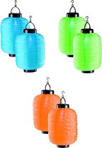 6x stuks ronde Solar lampionnen 35 x 20 cm - Feestelijke buiten gekleurde lampionnen op zonne-energie