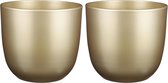 Set van 2x stuks bloempotten goud keramiek voor kamerplant H25 x D28 cm - Mica Decorations plantenpotten