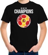 Spanje EK/ WK supporter t-shirt - we are the champions met Spaanse voetbal - zwart - kinderen - kleding / shirt XS (110-116)
