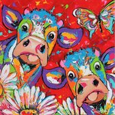 Diamond Painting Set Volwassenen - 30 x 30 cm -  Dieren - Rode Koeien - Vierkante Steentjes - Volledig Pakket