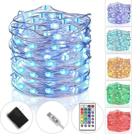 Buxibo - Waterdichte Fairy Lights - Lampjes Slinger - LED Lichtslinger - 5M met 100LED in Multi Kleur - USB Aansluiting - String Light Kerstverlichting - Sfeerverlichting - Indoor Led - Romantisch Licht