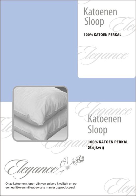 Kussensloop Hotelsluiting Percal Katoen - licht blauw 60x70cm - Kussenslopen set van 2 stuks - Merkloos