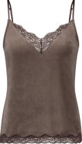 Hunkemöller Dames Nachtmode Cami Velours Lace  - Bruin - maat M